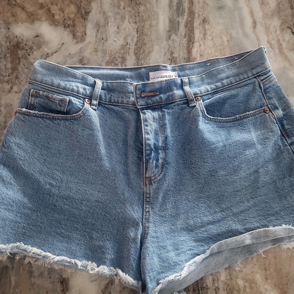 LOFT Blue Jean Shorts Distressed Cut-Off Style